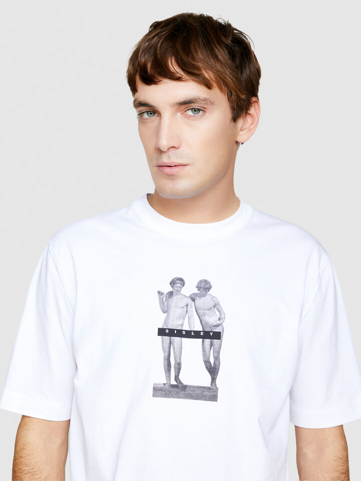 T-shirt with print - men's short sleeve t-shirts - White | Sisley image number 5